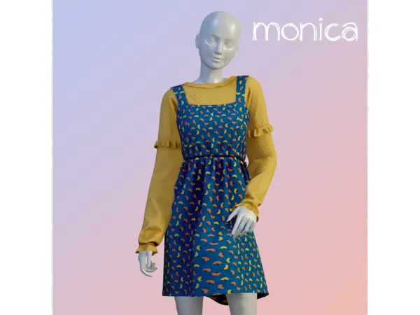 Alpha Monica dress by amelylina - The Sims 4 custom content