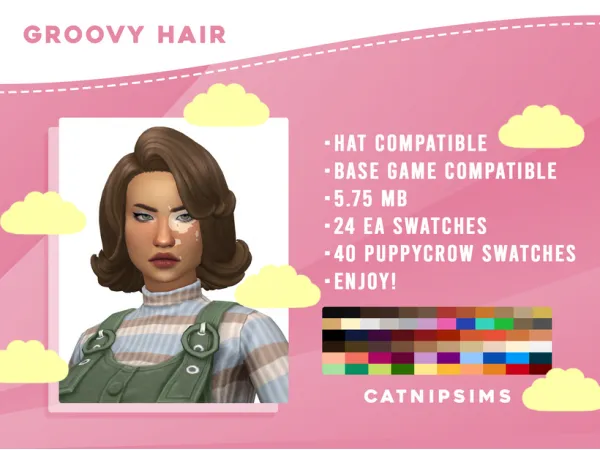 Maxis Match Groovy Hair by simsfinds - The Sims 4 Custom Content
