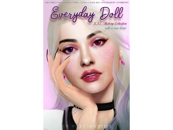 Mix EVERYDAY DOLL XXL Makeup Collection by Pralinesims - The Sims 4 Custom Content
