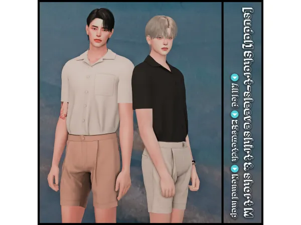 Alpha [sudal] Short sleeve shirt short M sims by simsfinds - The Sims 4 Custom Content
