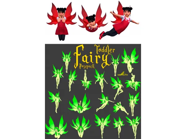 Maxis Match Fairy child and toddler posepack Auditore by simsfinds - The Sims 4 Custom Content