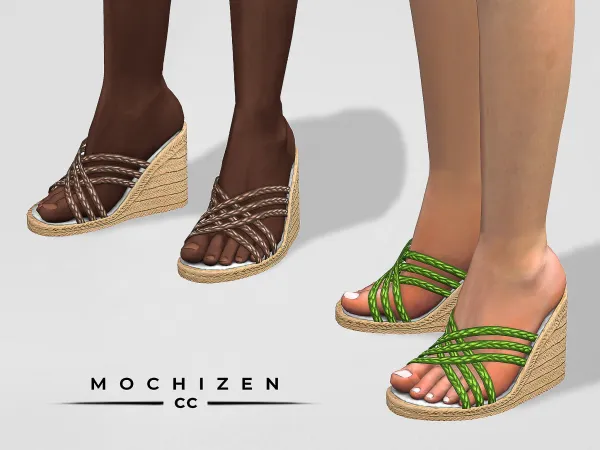 Mix Mochizen Wedge Sandals Vers. A by mochizen-cc - The Sims 4 custom content