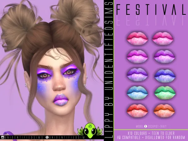 Mix Festival Makeup Set Lippy by unidentifiedsims - The Sims 4 Custom Content