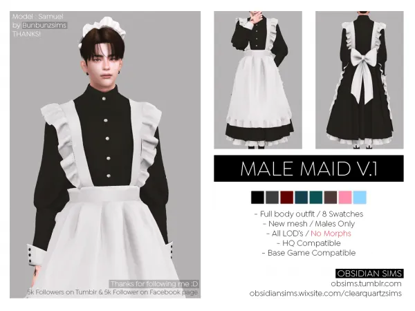 Alpha Male Maid OutfitNew mesh 5k followers gift by OBSIDIAN SIMS - The Sims 4 Custom Content