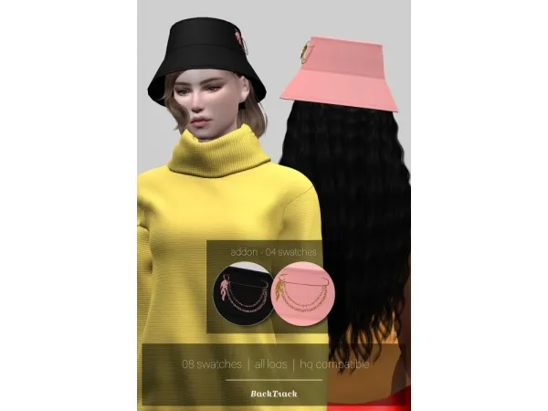 Alpha Millie Bucket Hat with Add on by BackTrack - The Sims 4 Custom Content