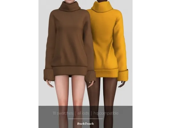 Alpha Glenda Turtleneck Sweater Dress by BackTrack - The Sims 4 Custom Content