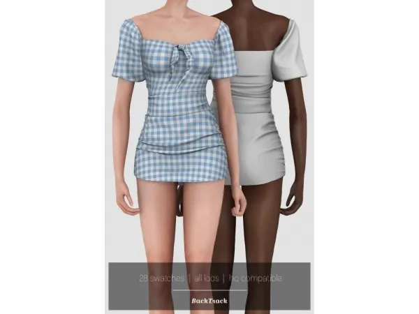 Alpha Sweetheart Dress with Tie by BackTrack - The Sims 4 Custom Content