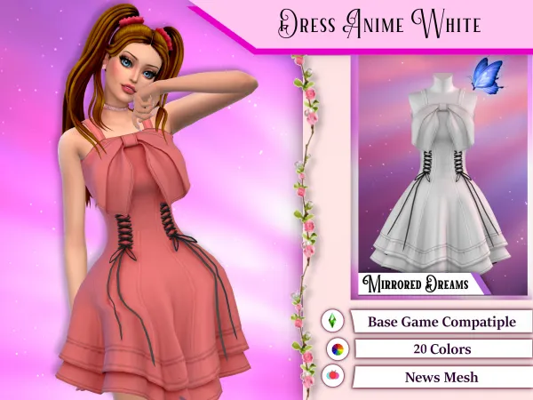 Alpha Dress Anime White - The Sims 4 Custom Content