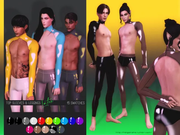 Mix Latex set_top sleeves leggings by simsfinds - The Sims 4 Custom Content