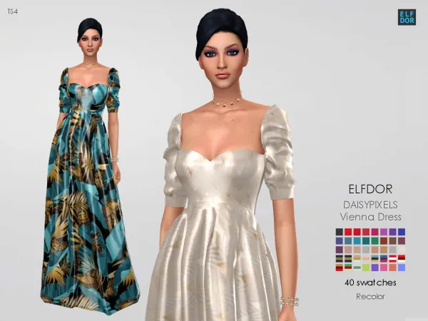 Alpha DaisyPixels Vienna Dress RC by elfdor - The Sims 4 Custom Content