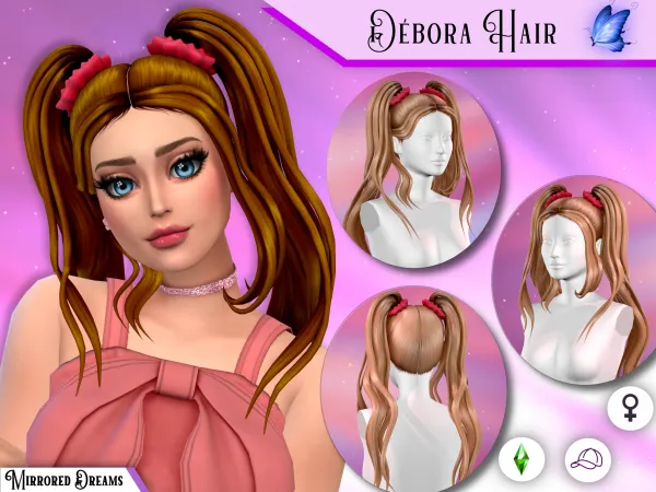 Maxis Match DÉBORA HAIR by mirroreddreamscc - The Sims 4 Custom Content