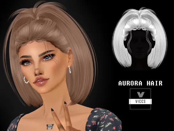 Alpha VICCS_AURORA HAIR by viccs - The Sims 4 Custom Content