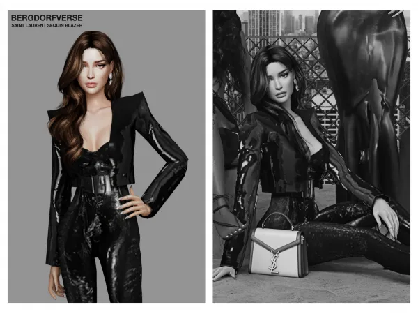 Alpha Saint Laurent Sequin Blazer by bergdorfsims - The Sims 4 Custom Content