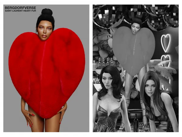 Alpha Saint Laurent Heart Fur - The Sims 4 Custom Content