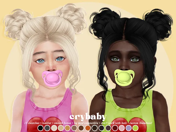 Alpha crybaby n62 hair (s club) toddler f by crybaby - The Sims 4 Custom Content