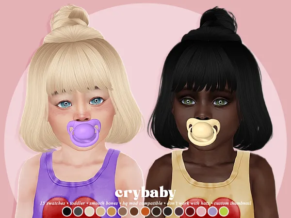 Alpha crybaby n53 hair (s club) toddler f - The Sims 4 Custom Content