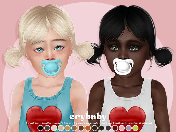 Alpha crybaby lollipop hair (s club) toddler f - The Sims 4 Custom Content