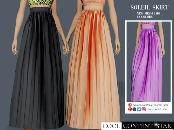 Alpha Long Soleil Skirt by cool_content_star - The Sims 4 Custom Content