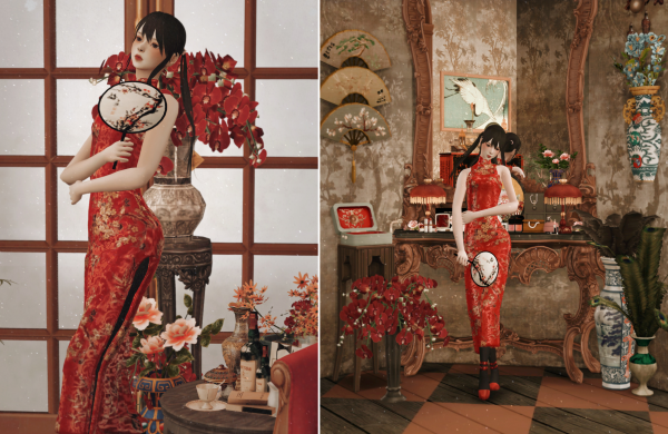 Alpha EVenenir7770 Cheongsam by simsfinds - The Sims 4 Custom Content