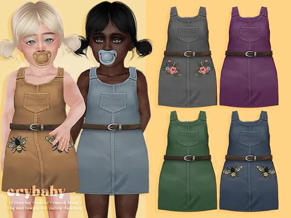 Alpha crybaby margoth overall (adrien pastel) toddler f - The Sims 4 Custom Content