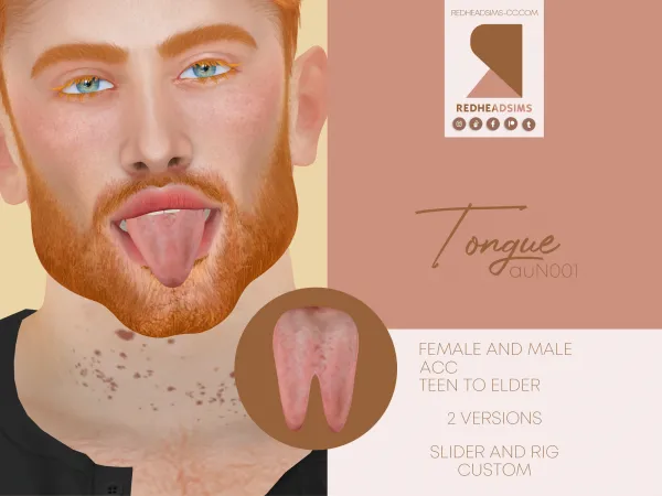 Alpha AU TONGUE N001 - The Sims 4 Custom Content