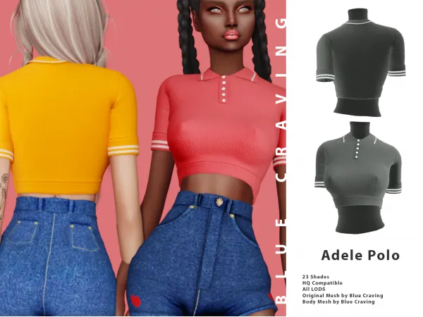 Alpha Adele Polo by bluecraving - The Sims 4 Custom Content