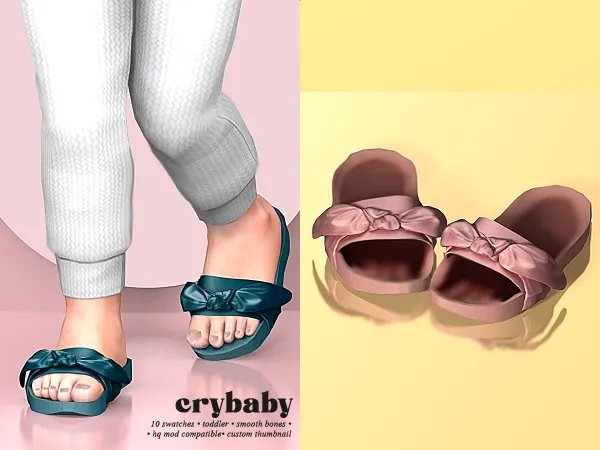 Mix crybaby fenty pura bow slides (slyd) by crybaby - The Sims 4 custom content