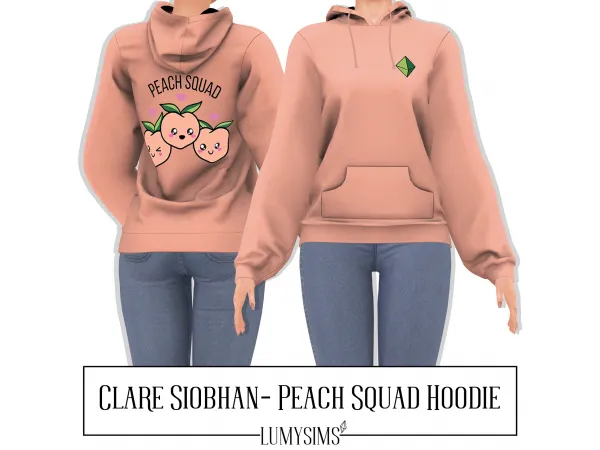 Alpha Clare Siobhan Peach Squad Hoodie - The Sims 4 Custom Content