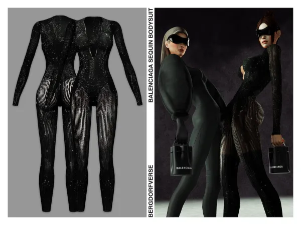 Alpha Balenciaga Sequin Bodysuit by bergdorfsims - The Sims 4 Custom Content