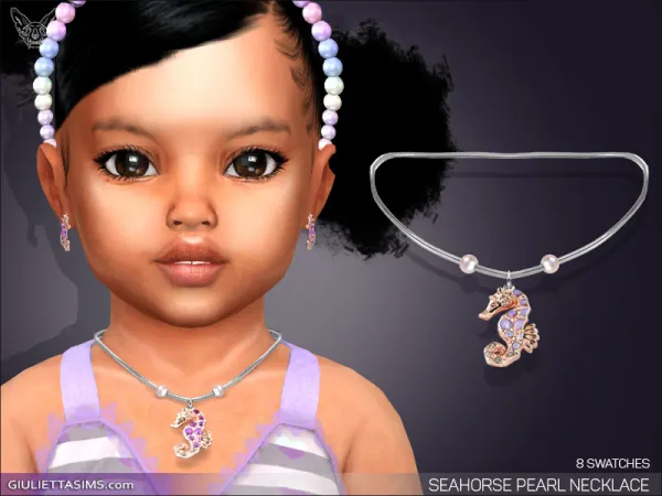Alpha SEAHORSE PEARL NECKLACE FOR TODDLERS by giuliettasims - The Sims 4 Custom Content