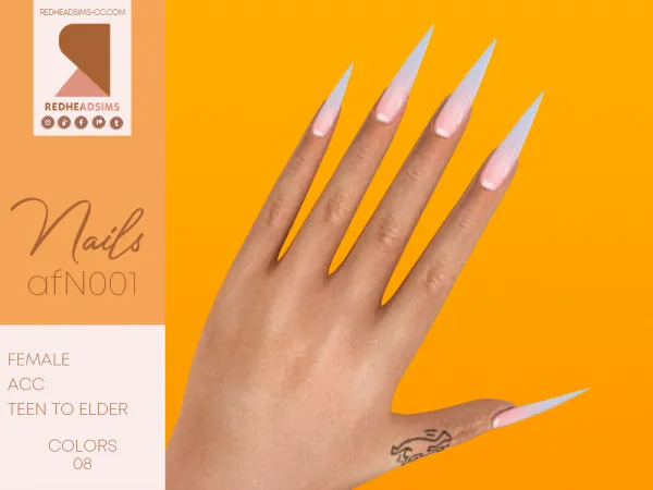 Alpha AF NAILS N001 by redheadsims - The Sims 4 Custom Content