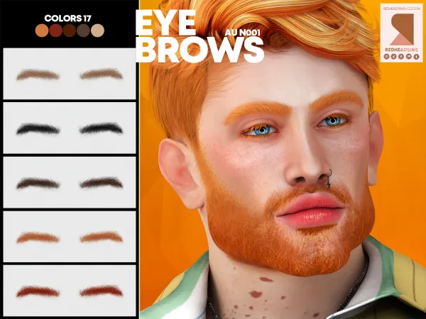 Alpha AU EYEBROWS N001 by redheadsims - The Sims 4 Custom Content