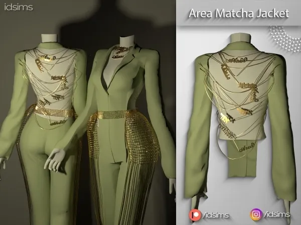 Alpha Area Matcha Name Jacket by polygoncouture - The Sims 4 custom content
