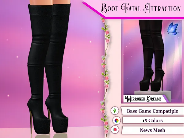 Alpha BOOT FATAL ATTRACTION by mirroreddreamscc - The Sims 4 Custom Content