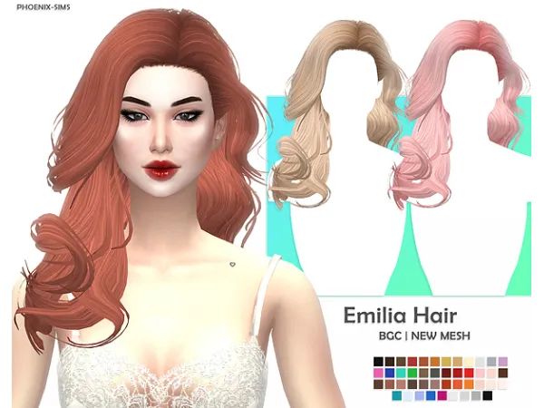 Alpha Emilia hair by simsfinds - The Sims 4 Custom Content