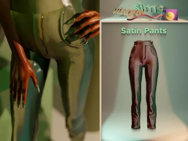 Alpha satin pants by v1s4g3 - The Sims 4 custom content