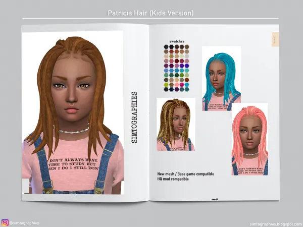 Mix Patricia Hair (Kids) by simtographies - The Sims 4 Custom Content