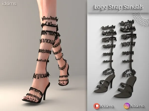Alpha Area Logo Strap Sandals by polygoncouture - The Sims 4 custom content