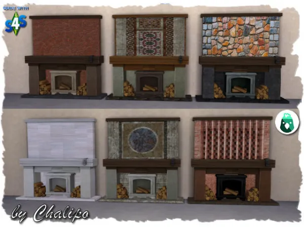 Maxis Match Fireplace country living recolor by Chalipo - The Sims 4 Custom Content