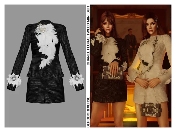 Alpha Chanel Floral Tweed Mini Skirt - The Sims 4 Custom Content