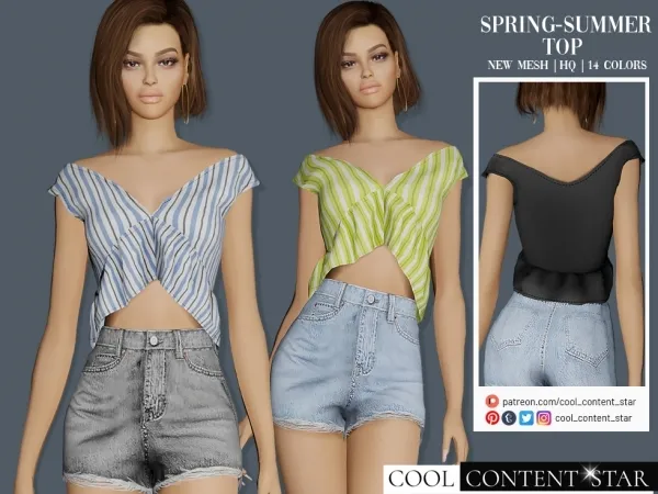 Alpha Casual Top by cool_content_star - The Sims 4 Custom Content