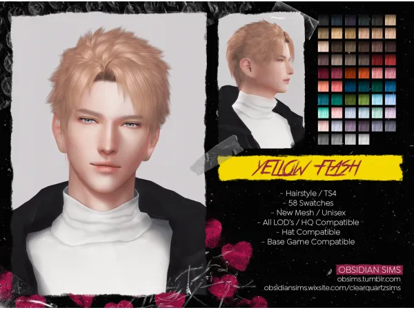 Alpha YELLOW FLASH HAIRSTYLE New mesh by simsfinds - The Sims 4 Custom Content