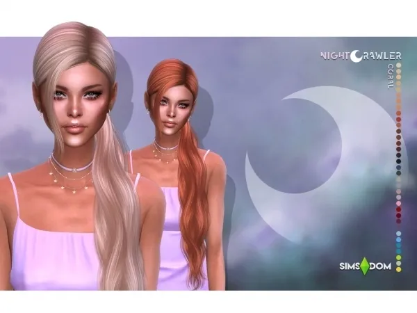 Alpha nightcrawler coral hair by nightcrawler - The Sims 4 custom content