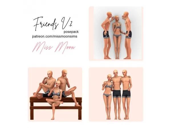 Maxis Match FRIENDS V2 posepack by missmoonsims - The Sims 4 Custom Content