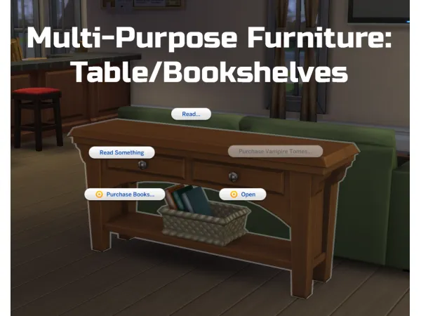 Maxis Match Multi Purpose Furniture TableBookshelves by simsfinds - The Sims 4 Custom Content