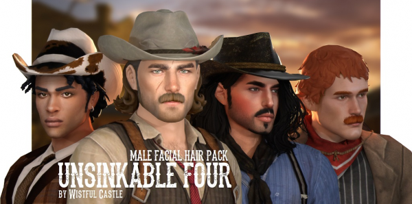 Maxis Match Unsinkable Four (Facial hair pack) by simsfinds - The Sims 4 Custom Content