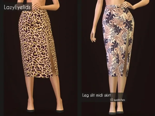 Alpha Leg slit midi skirt by lazyeyelids - The Sims 4 Custom Content