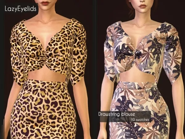 Alpha Drawstring blouse by lazyeyelids - The Sims 4 Custom Content