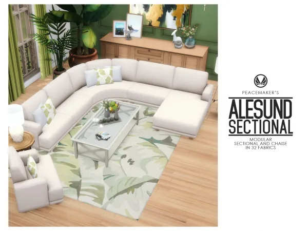 Maxis Match Alesund Modular Sectional and Chaise Seating by Peacemaker_ic - The Sims 4 Custom Content