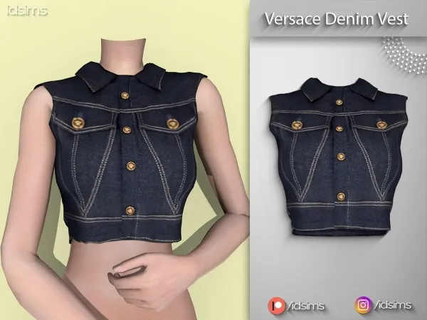 Alpha Versace Denim Vest by polygoncouture - The Sims 4 Custom Content